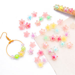 อะคริลิกสีสันลูกปัดกลาง Five-Pointed Star Shape ลูกปัด DIY เครื่องประดับทําสร้อยข้อมือสร้อยคอ