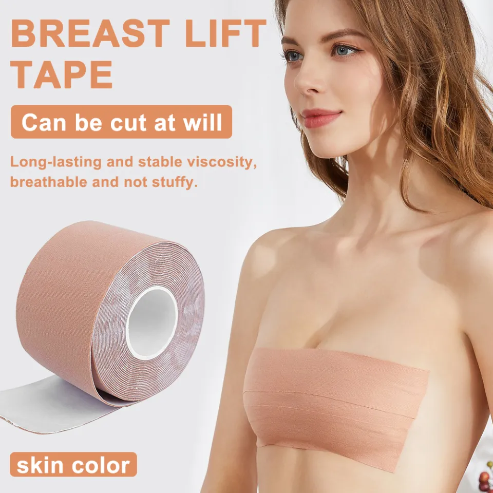 BOOB TAPE Stretchable Ladies Lingerie Boob Tape Sticker Bra With Self- Adhesive As Nipple Cover Pad Tape, Breast Lift Tape, and Push Up Chest  Strong Support For Swimsuit, Yoga, and Sports Bra As