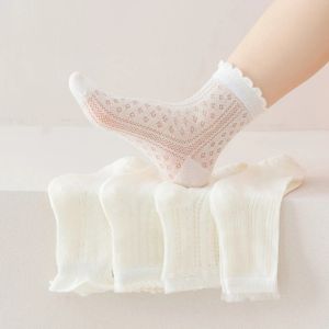 LUXERY Thiết kế dạng lưới Tất lưới trẻ em Vải  Viền ren Tất trẻ em thoáng khí Ngọt ngào Màu trắng Tất ren công chúa dành cho bé gái dành cho các cô gái