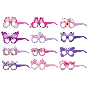 Pack of 12 Butterfly Paper Glasses Frame Novelty Party Paper Glasses for Kids Adults Wedding Birthday Party Supplies
