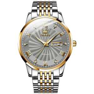 OLEVS Jam Tangan Automatic Pria Fashion Bisnis Stainless Steel Kalender Analog Luminous Men Watch 6630