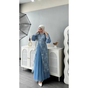 BEST SELLER - KINAR DRESS SILK KOMBINASI TILLE GARDEN BUSUI DRESS KONDANGAN DRESS PESTA DRESS SERAGAMAN KELUARGA DRESS LEBARAN