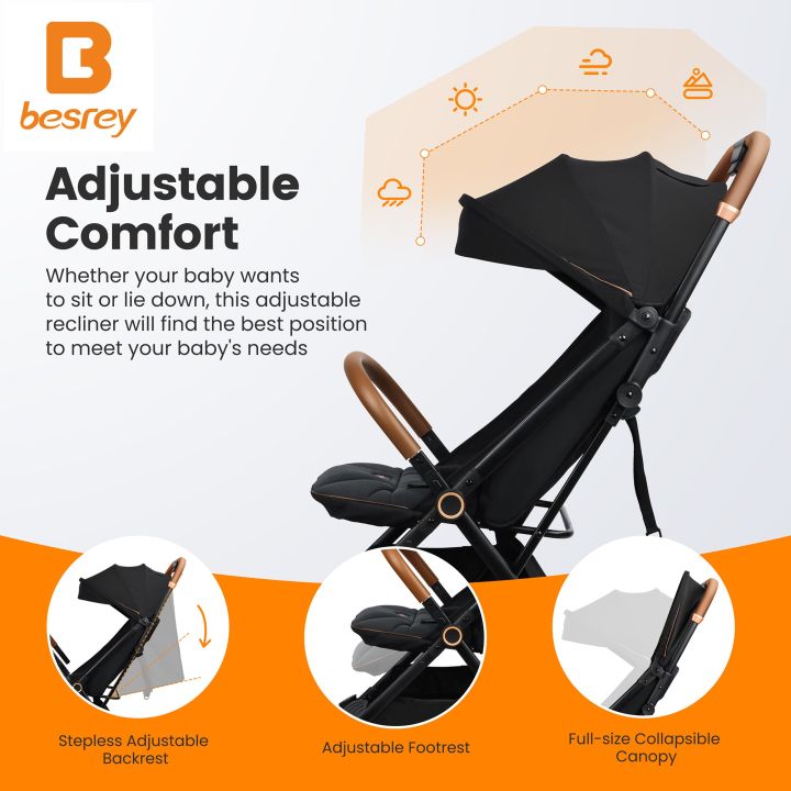 Besrey Lightweight Foldable Stroller Baby Stroller for Airplane