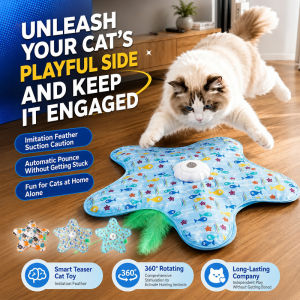 🐾 Rotating Hunt Toy / Electric Spinning Cat Toy / Interactive Cat Chase Toy / Automatic Hunting Pet Toy / Durable Plastic / For Cats And Kittens / Home Play Five-point Graffiti Electric Rotating Hunting Toy
