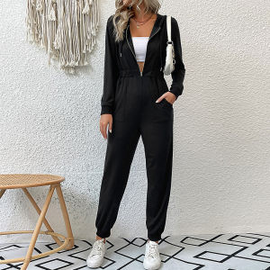Jumpsuit Long Sleeve Cargo Hoody Casual Sports Jumpsuit Zippered Long Sleeve Jumpsuit