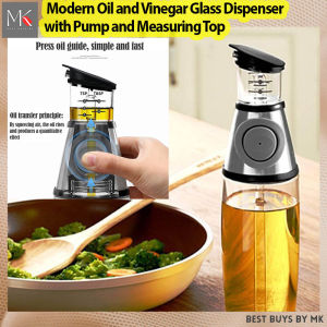 OIL VINEGAR DISPENSER 500ML 500ml Oil Bottle Dispenser Glass Condiments Storage Kitchen Tools Sauce Vinegar Bottle Glass Bottle Modern Oil and Vinegar Glass Dispenser with Pump and Measuring Top on SALE Great for Any Liquid Condiments