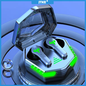 JTKE TWS หูฟังเล่นเกมไร้สายบลูทูธ 5.2 หูฟังลดเสียงรบกวนหูฟังแบบสองโหมดสำหรับเกม E-Sports มินิเคิร์ฟูนิก