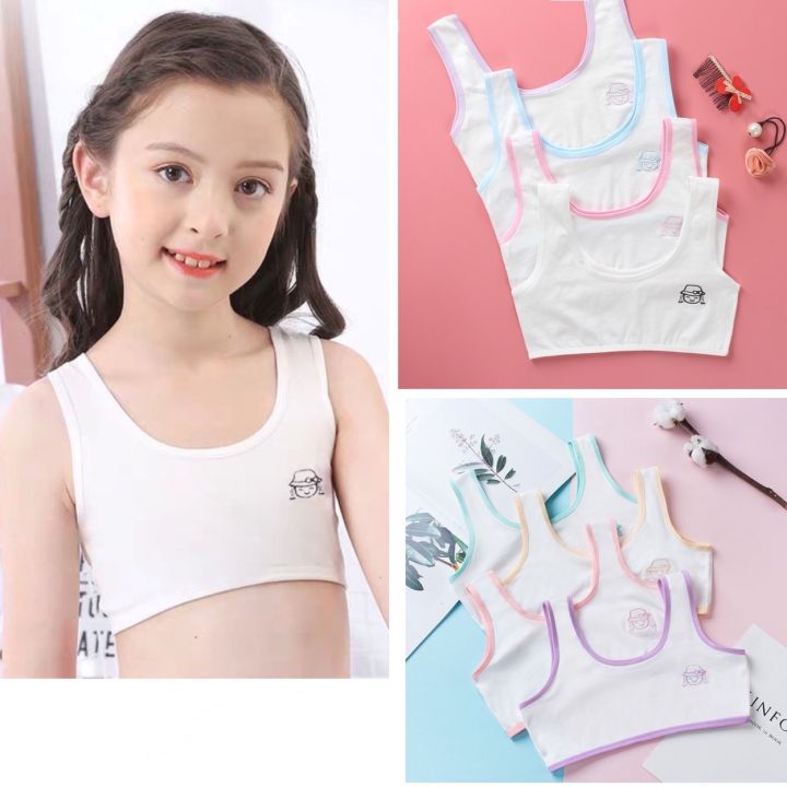 4pcs Cotton Lace Young Girls Kids Training Bra Teens Vest Underwear Kids  Bras Age 9 9 10 11 12 13 14 years