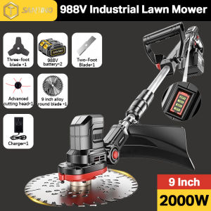Mesin rumput (Imported from Japan 10Years Warranty)Electric Lawn Mower Lithium Battery Cordless Small Home Lawn Mower Wireless Bateri Saw Rechargable Multifunctional Grass Trimmer Edger Brush Pruning Cutter with Replace Blade Grass Cutter Machine