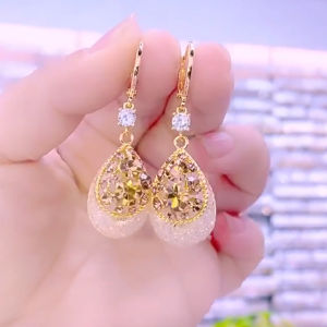 Fashionable Ring Gift 高级轻奢设计锆石水滴榴莲 耳环新款时尚网红耳扣气质耳饰耳环