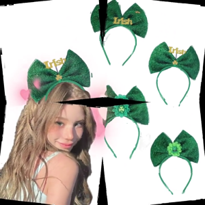 Colorful Headband with Unique Bowknot and Shamrock Detail Hair Band Hair Accesories for Patricks Day and Festivities