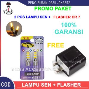 PROMO PAKET !! 4 Pcs Lampu sen led motor/Lampu Sen Sein Strobo Motor Free Flasher CR 7-Otomotif Motor-