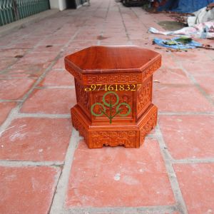 Đôn chiện lục giácđế kê tượng lục góc gỗ hương cao 20cm