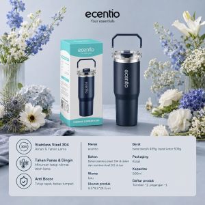 【Hampers Diskon】ecentio tumbler stainless BPA FREE tahan dingin 24 jam  termos kopi 900ML botol minum stainless Steel 304 dan Straw