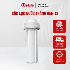 Cốc lọc trắng đầu nguồn 10 inch ren 13 dùng cho máy lọc nước gia đình lọc sạch cặn bẩn hiệu quả