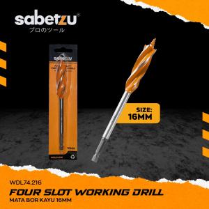 SABETZU Mata Bor Kayu 16mm Auger Bit Three Point Four Slot Wood Working Drill Hex Handle 1/4" As Hexagon 6.35mm - Mata Bor 16 mm Kayu Plastik Plywood MDF Triplek Multiplek Paralon PVC Kerajinan Kayu Pertukangan Auger Drill Bit