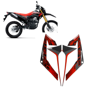 STIKER STRIPING LIS LES BODY MOTOR HONDA CRF 150L TAHUN 2021 WARNA FULL HITAM-MERAH 1SET STANDAR