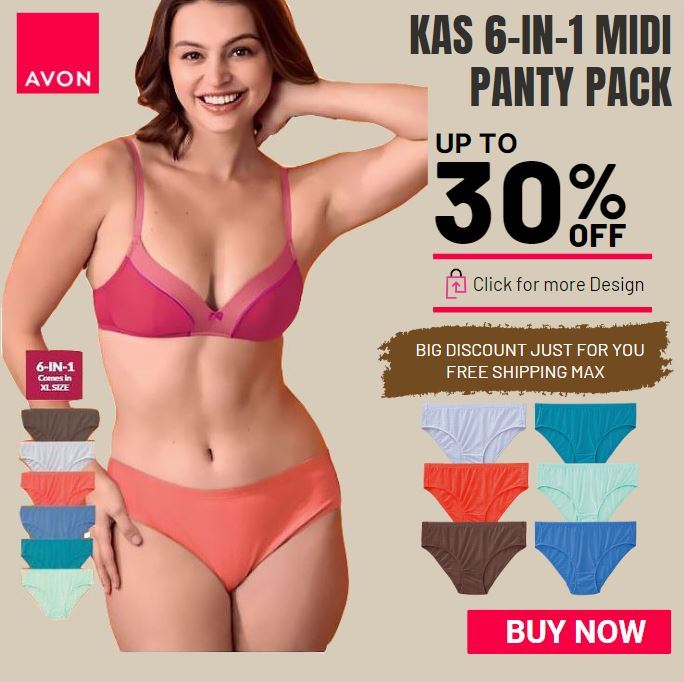 Avon Official Store Original Kas 6-in-1 Midi Panty for Women high quality  cotton seamless stretchable underwear ladies