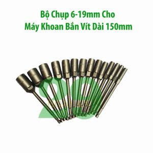 Bộ tuýp Bộ chụp bulong sâu lòng 6-19mm cho khoan bắn vít dài 150mm