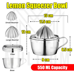 Stainless Steel Lemon Squeezer Bowl Manual Fruit Juicer 2 in 1 Reamers Easy to Clean Easy to Use