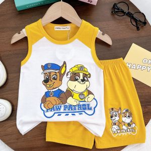 Bộ Quần Áo Ba Lỗ Trẻ Em Hiệu NATUCO Vải Thun Lạnh Mềm Mát Phối Màu Dễ Thương Hình In Chó Cứu Hộ Cho Bé 8-27kg BL-IN51