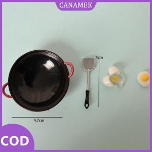 CANAMEK✨ 1:12 Dollhouse mô phỏng trứng Spatula Frying Pan Set Dollhouse thu nhỏ nhà bếp phụ kiện đồ nấu nướng búp bê nhà thực phẩm đồ chơi