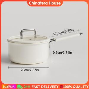 Natural Ceramic Milk Pot with Stay Cool Handle White Ceramic Nonstick Saucepan for Restaurant Household Cooking