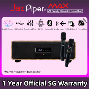 Jazpiper MAX Karaoke Soundbar System | Wireless 2-Microphone Setup | Voice Enhancing | Bluetooth Sync | HDMI Output | Universal Plug