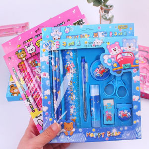 Bộ đồ dùng học tập 9 món kèm hộp quà lung linh chủ đề hoạt hình cho bé yêu - Bộ dụng cụ học tập 9 món gồm bút chì + tẩy + thước + đồ chuốt Cho Bé Lớp 1 - Lớp 2 Siêu Tiện lợi