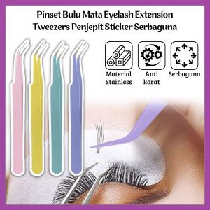 Pinset Bulu Mata Model Lengkung / Tweezers Stainless / Penjepit Eyelash Extension Stiker Serbaguna