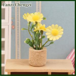 Fanzi 1 12 Dollhouse Simulation Daisy Plants Potted Model Doll Home Miniatur Flower Decor Toy Micro Landscape Garden Plants Ornament