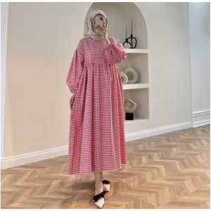 Geisha Busui Dress Kekinian 2024 Model Terbaru Mewah Viral Remaja Motif Kotak Kotak Baju Wanita Dewasa Ibu Ibu