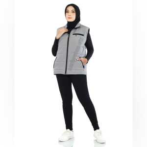 Rompi Jumbo Pria Wanita Vest Bigsize Jaket Besar Taslan Puffer Abu Muda Grey M L XL XXL XXXL XXXXL