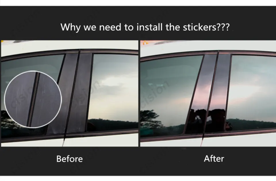 thumbnail image 2 of Gloss Black Window BC Pillar Post Trim Covers – For 2022 Honda Civic Sedan (6-Piece Set) 2 of 3