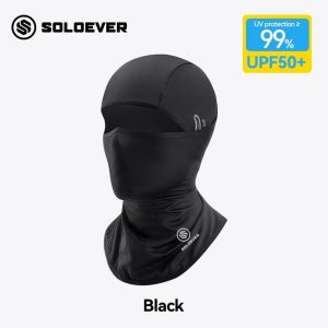 SOLOEVER UPF50+ sunscreen mask ice silk quick-drying cool feeling material drop-down drinking design with eyeglasses hole riding hiking fishing windproof adjustable design