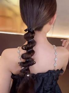 Japanese-style Telephone Wire Hair Tie Women Bubble Braid Hair Braider Pearl Bow High Elastic Hair Band Girl Head Accessories