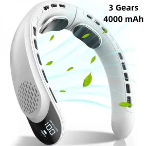 Jinbennu Hands Free Bladeless Fan 3 Speeds Wearable Personal Fan RechargeableSummer Sports Fans for Outdoor Sports