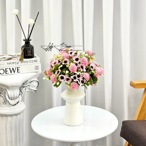[TẶNG BÌNH] 5 Cụm TẶNG Bình Cúc Điểm Tú Cầu 5 nhánh Trang Trí Phòng Khách. Hoa Lụa LyLy Decor