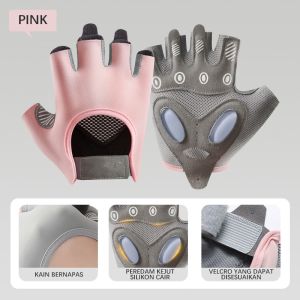 Sarung Tangan Olahraga Gym Sepeda Perlindungan Matahari non-slip Bernapas Half Finger Glove