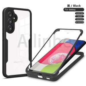 For Samsung Galaxy A02 A02S A12 A21S A32 A52 A52S A72 A22 A82 4G 5G Phone Case 360 Double Layer Full Body Protection Transparent Soft TPU Shockproof Phone Cover