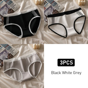 HEILOU Panty Set 3 Pieces Murah Seluar Dalam Wanita Dewasa Middle Waist Exercise Panties Basic Woman Ladies Mini
