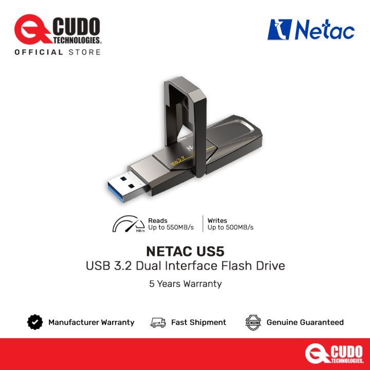 Netac US5 USB 3.2 Gen 2 Dual Flash Drive (512GB / 1TB) | Lazada