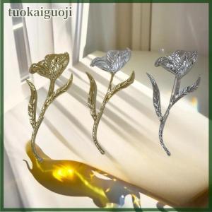 tuokaiguoji Cổ Điển Lớn Kim Loại Lá Hoa Trâm Cho Phụ Nữ Cô Gái Phóng Đại Thời Trang Phù Hợp Với Corsage Pins Phụ Kiện Đảng Đồ Trang Sức Quà Tặng