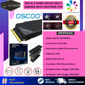 SSD M.2 NVME OSCOO GEN 4 GAMING WITH HEATSINK 2TB