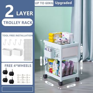Multi Layer Storage Trolley Cart Bathroom Organizer Rack Bathroom Storage Cabinet with Wheels Baby Storage Rack Snack Storage Rack with Drawer Bottle Organizer Storage Rack