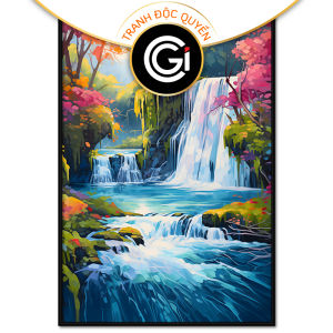 Tranh treo tường dán tường Canvas tranh thác nước phong thủy CGI-06