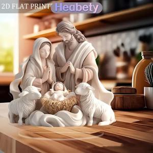 Heabety 2026 mới Chúa giáng sinh sinh cảnh Xmas bảng trung tâm phụ kiện 2D phẳng acrylic cho trang trí văn phòng nhà bên ornment