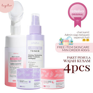 Adleeva Skincare Paket Basic Pemula Whitening 4 Pcs Cerahkan Kulit Kusam Anti Penuaan Dini