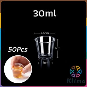 Klimo Disposable Plastic Cup Transparent Household Meal Cup Wedding Cups 30ml 50ml 50pcs
