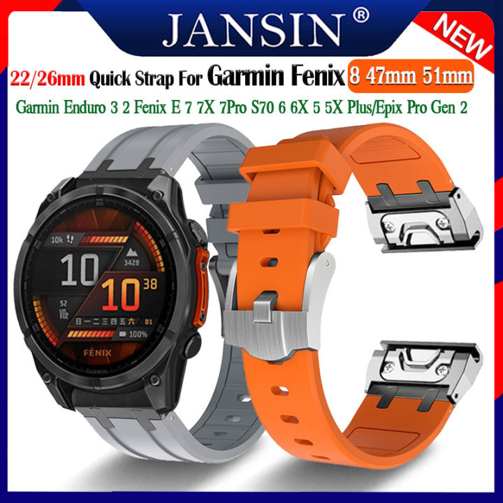 Garmin Fenix Bracelet 22mm 26mm Quickfit AP Silicone Strap For